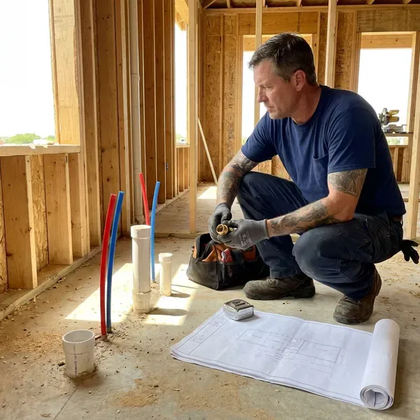 GLN Plumbing technician providing new construction plumbing in Newark, NJ