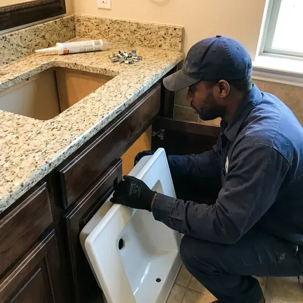 GLN Plumbing technician providing sink installation in Sicklerville, NJ