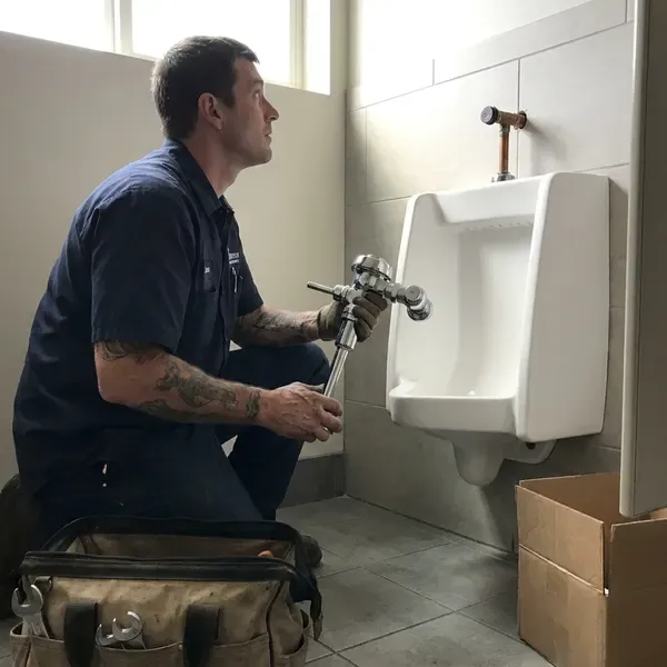 GLN Plumbing technician providing urinal installation in Plainfield, NJ