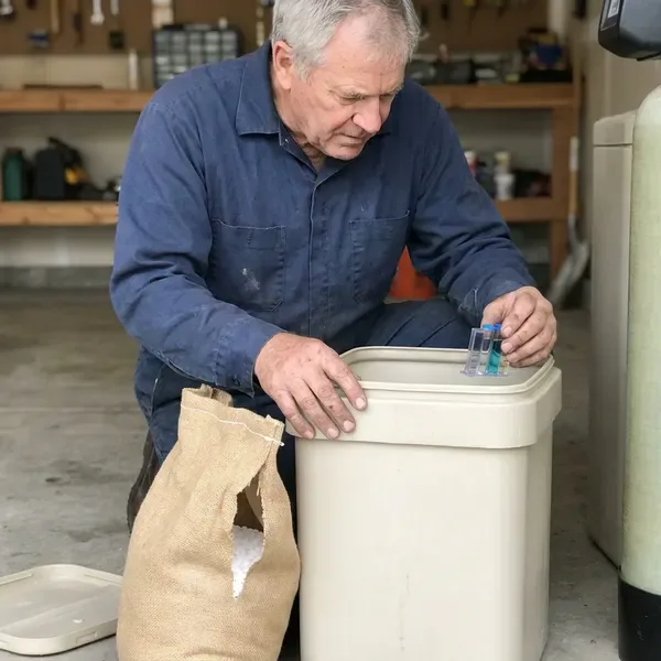 GLN Plumbing technician providing water softener maintenance in Newark, NJ