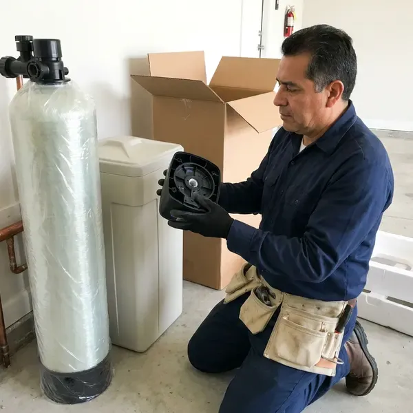 GLN Plumbing technician providing water softener replacement in Plainfield, NJ